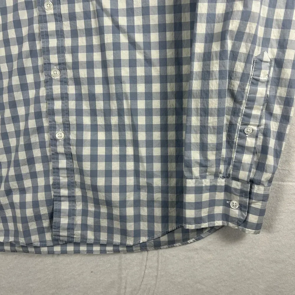 J Crew Mercantile Flex Button Down Shirt Men's Large Slim Fit Blue Gingham Check - Picture 7 of 13